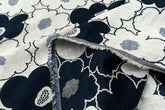 Japanese Fabric Yarn Dyed Woven Jacquard Bold Floral - navy blue - 50cm
