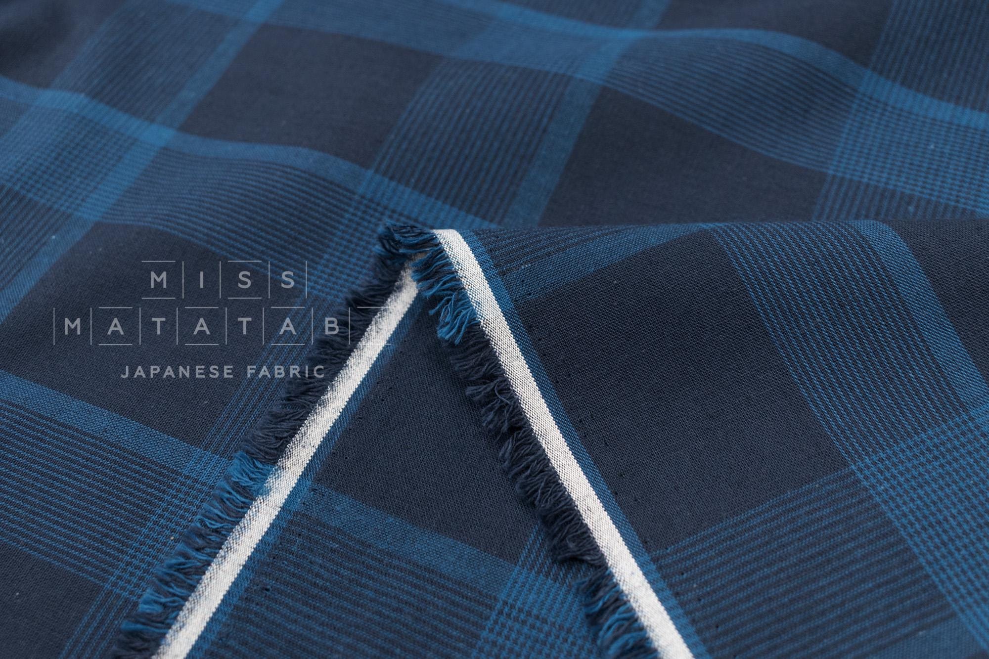 DEADSTOCK Japanese Fabric Yarn Dyed Check - blue - 50cm