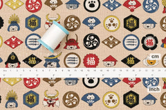 Japanese Fabric Bushi Cats - A - 50cm