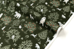 Japanese Fabric Not Scary Bear Forest - green - 50cm