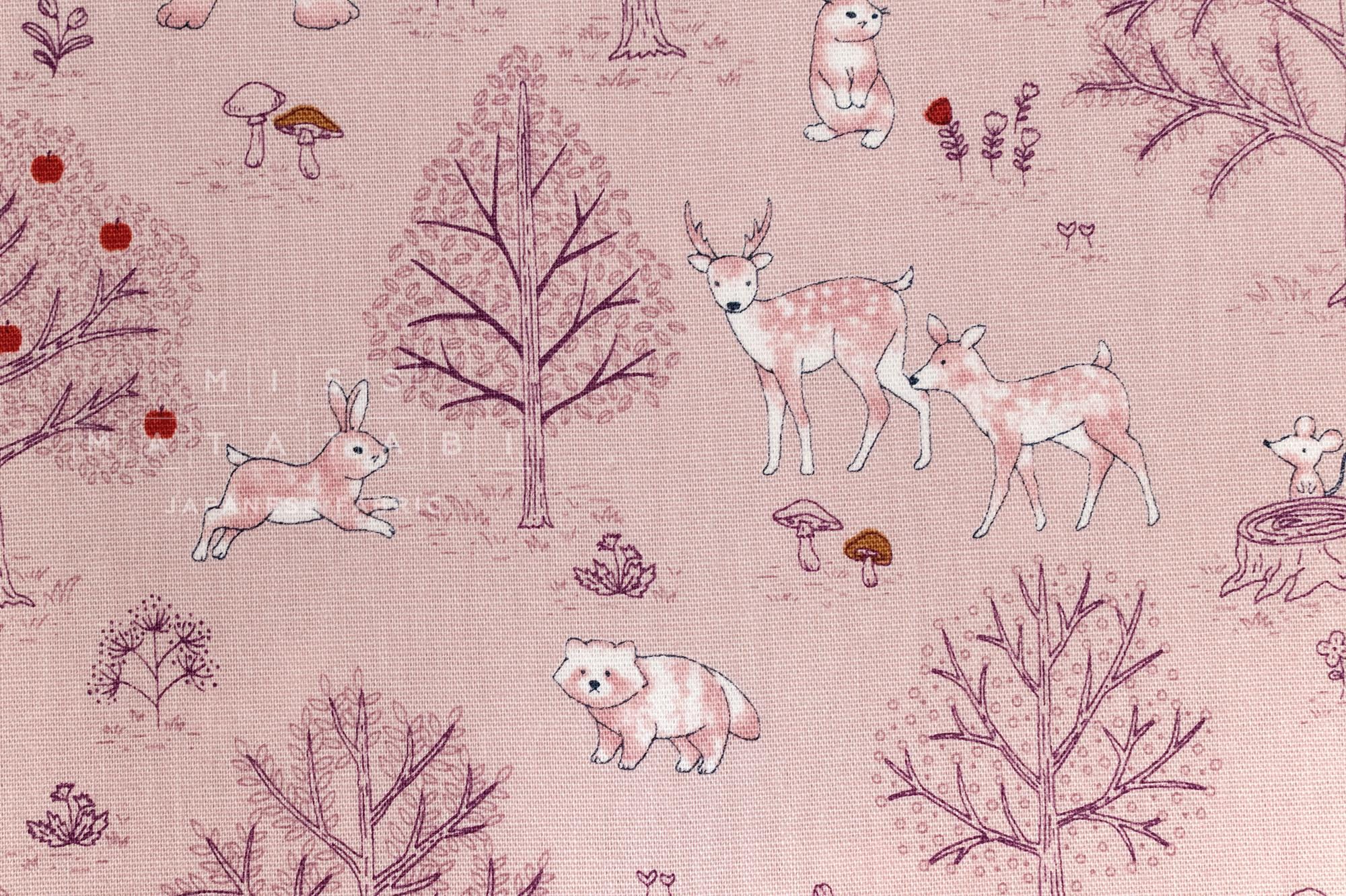 Japanese Fabric Not Scary Bear Forest - pink - 50cm