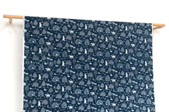 Japanese Fabric Not Scary Bear Forest - blue - 50cm