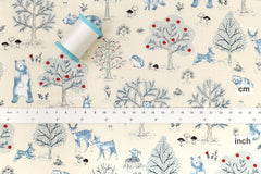 Japanese Fabric Not Scary Bear Forest - cream - 50cm