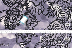 Japanese Fabric Watercolor Dragons - B - 50cm