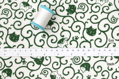 Japanese Fabric Karakusa Cats - green - 50cm