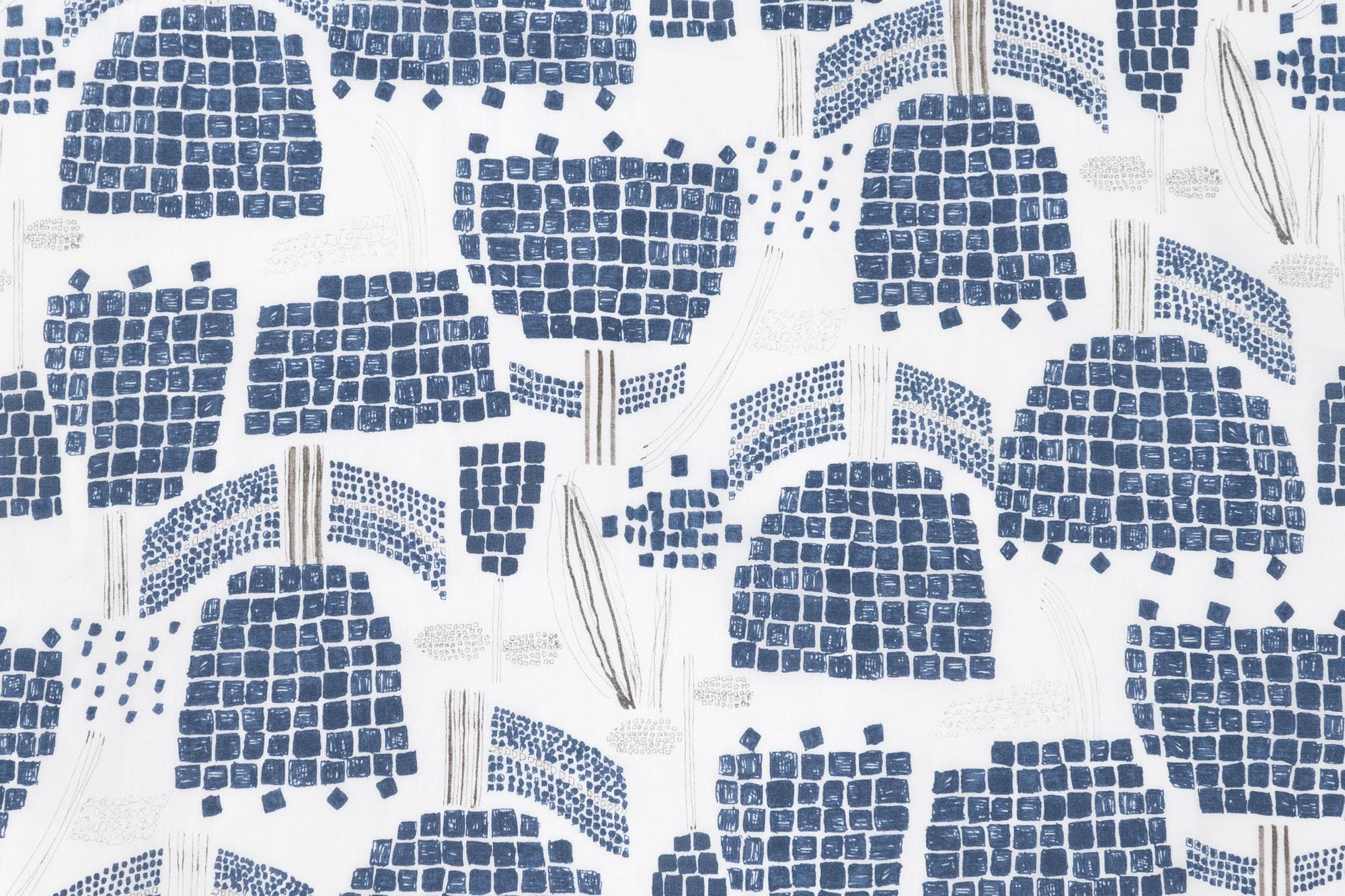 Japanese Fabric Blue Tulips - 50cm