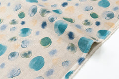 Japanese Fabric Watercolor Linen Blend - teal, green - 50cm