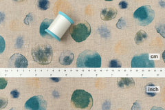 Japanese Fabric Watercolor Linen Blend - teal, green - 50cm