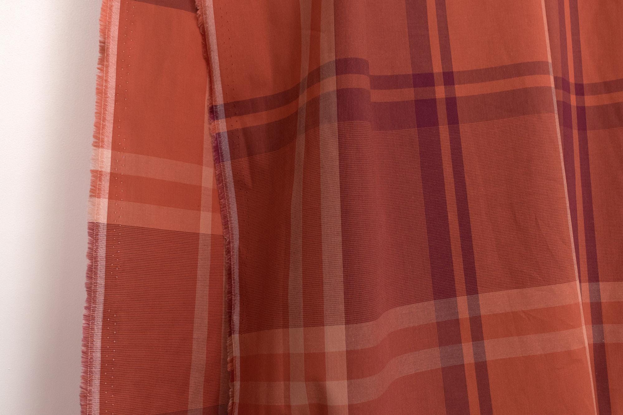 DEADSTOCK Japanese Fabric Yarn Dyed Plaid - orange, red - 50cm