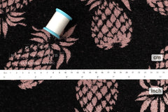 Japanese Fabric Jacquard Pile Terrycloth - black, pink - 50cm