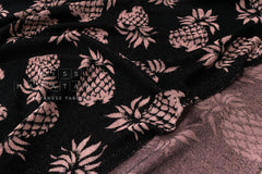 Japanese Fabric Jacquard Pile Terrycloth - black, pink - 50cm