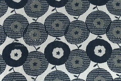 Japanese Fabric Yarn Dyed Woven Jacquard Maru Hana - navy blue - 50cm