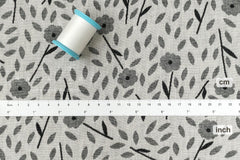 Japanese Fabric Yarn Dyed Woven Jacquard Sweet Floral - grey, black - 50cm