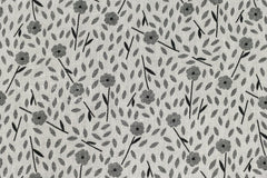 Japanese Fabric Yarn Dyed Woven Jacquard Sweet Floral - grey, black - 50cm