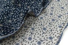Japanese Fabric Yarn Dyed Woven Jacquard Sweet Floral - navy blue - 50cm