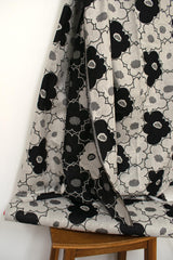 Japanese Fabric Yarn Dyed Woven Jacquard Bold Floral - grey, black - 50cm