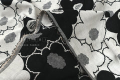 Japanese Fabric Yarn Dyed Woven Jacquard Bold Floral - grey, black - 50cm