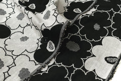 Japanese Fabric Yarn Dyed Woven Jacquard Bold Floral - grey, black - 50cm