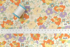 Japanese Fabric All the Flowers II - lilac, orange, yellow - 50cm