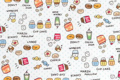 Japanese Fabric Kawaii Snack Time - A - 50cm