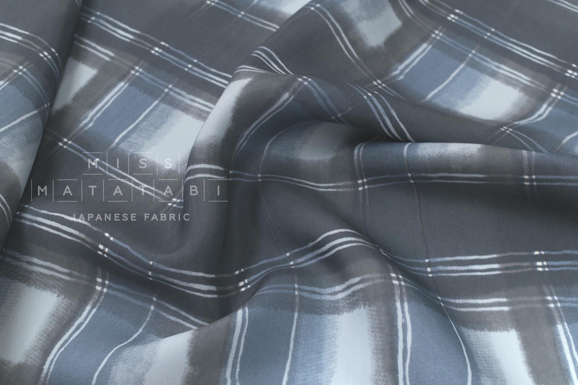 DEADSTOCK Japanese Fabric Rayon Plaid - sky - 50cm