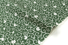 Japanese Fabric Karakusa Cats - green II - 50cm
