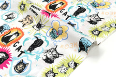 Japanese Fabric Meow Cat - white multi - 50cm