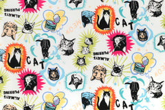 Japanese Fabric Meow Cat - white multi - 50cm