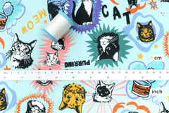 Japanese Fabric Meow Cat - blue - 50cm