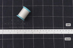 DEADSTOCK Japanese Fabric 100% Linen Check Plaid - blue - 50cm