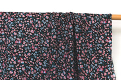 DEADSTOCK Japanese Fabric Flightly Floral - black, pink, blue - 50cm