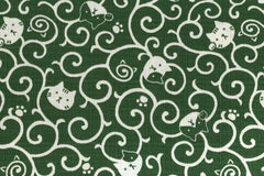 Japanese Fabric Karakusa Cats - green II - 50cm