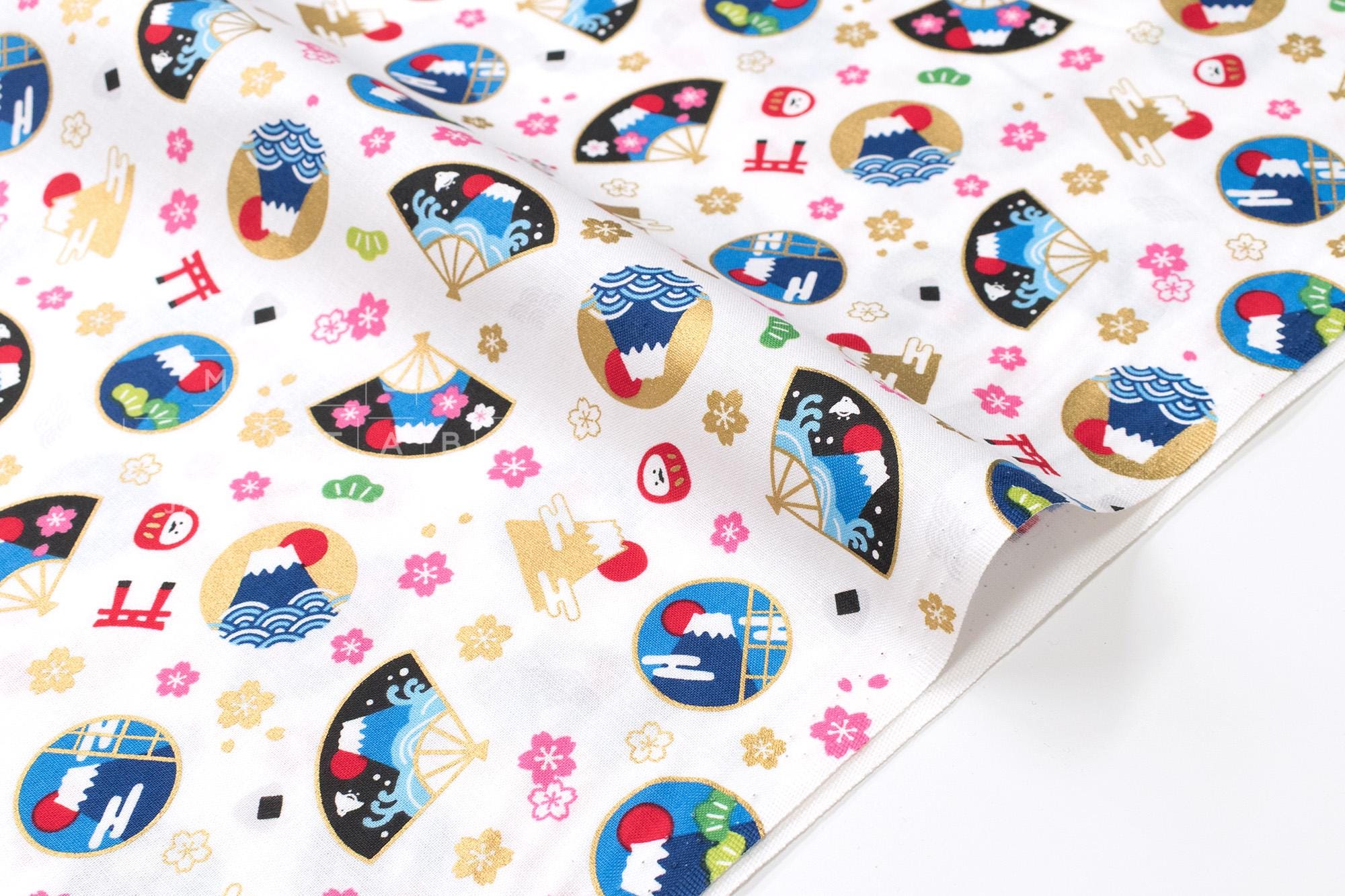 Japanese Fabric Kawaii Mt Fuji - A - 50cm