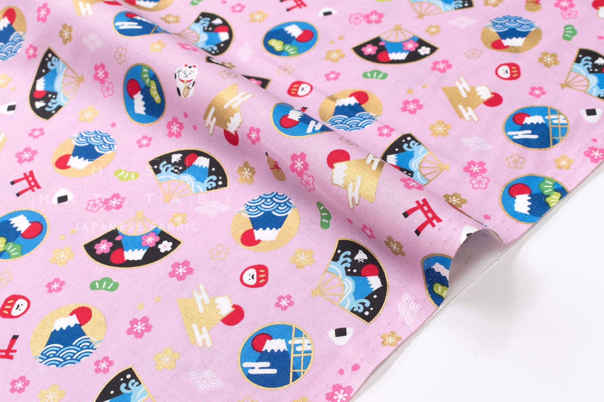 Japanese Fabric Kawaii Mt Fuji - B - 50cm