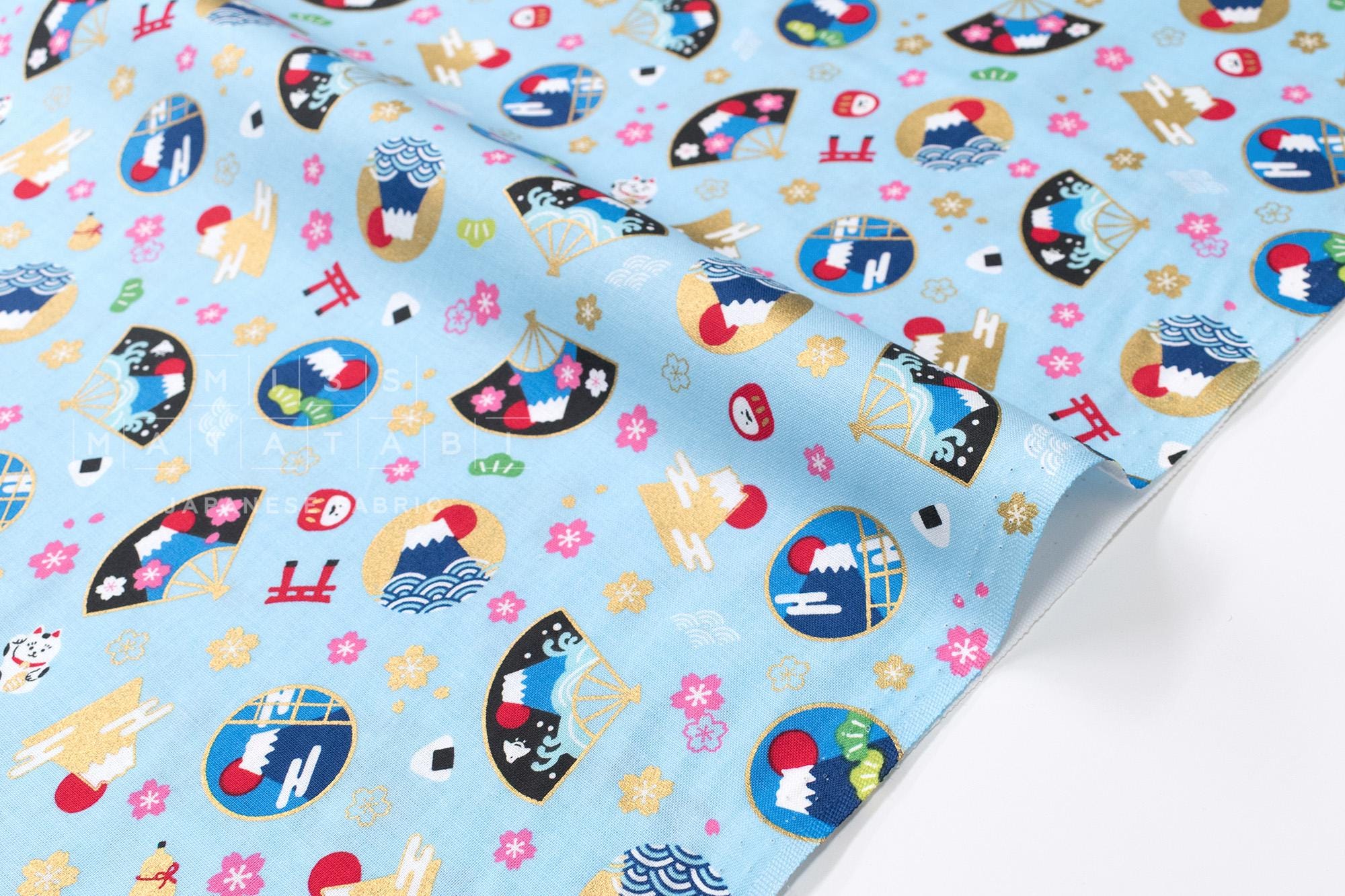 Japanese Fabric Kawaii Mt Fuji - C - 50cm