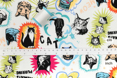Japanese Fabric Meow Cat - white multi - 50cm