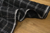DEADSTOCK Japanese Fabric 100% Linen Check Plaid - black - 50cm