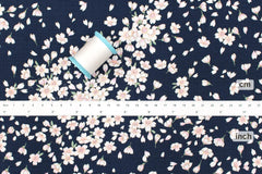 Japanese Fabric Floating Cherry Blossoms - navy blue - 50cm