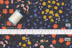 Cotton + Steel Rifle Paper Co. カモン キャンバス - ワイルドウッド ガーデン - ネイビー