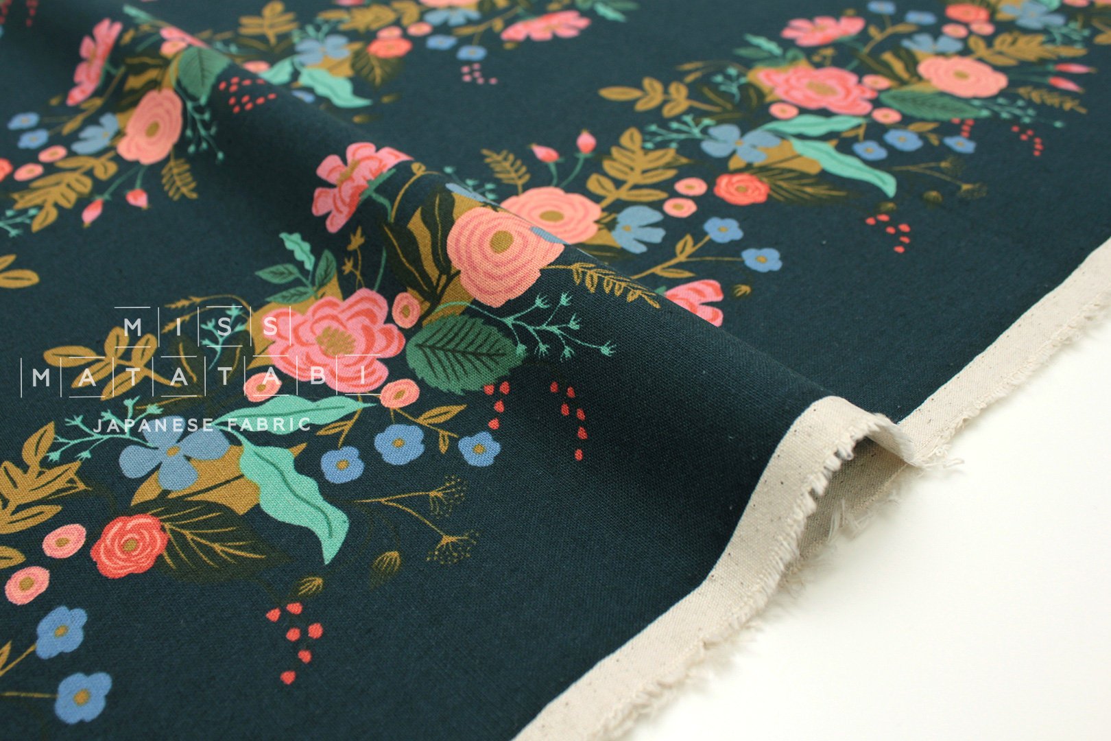 Cotton + Steel English Garden canvas - garden vines navy - 50cm