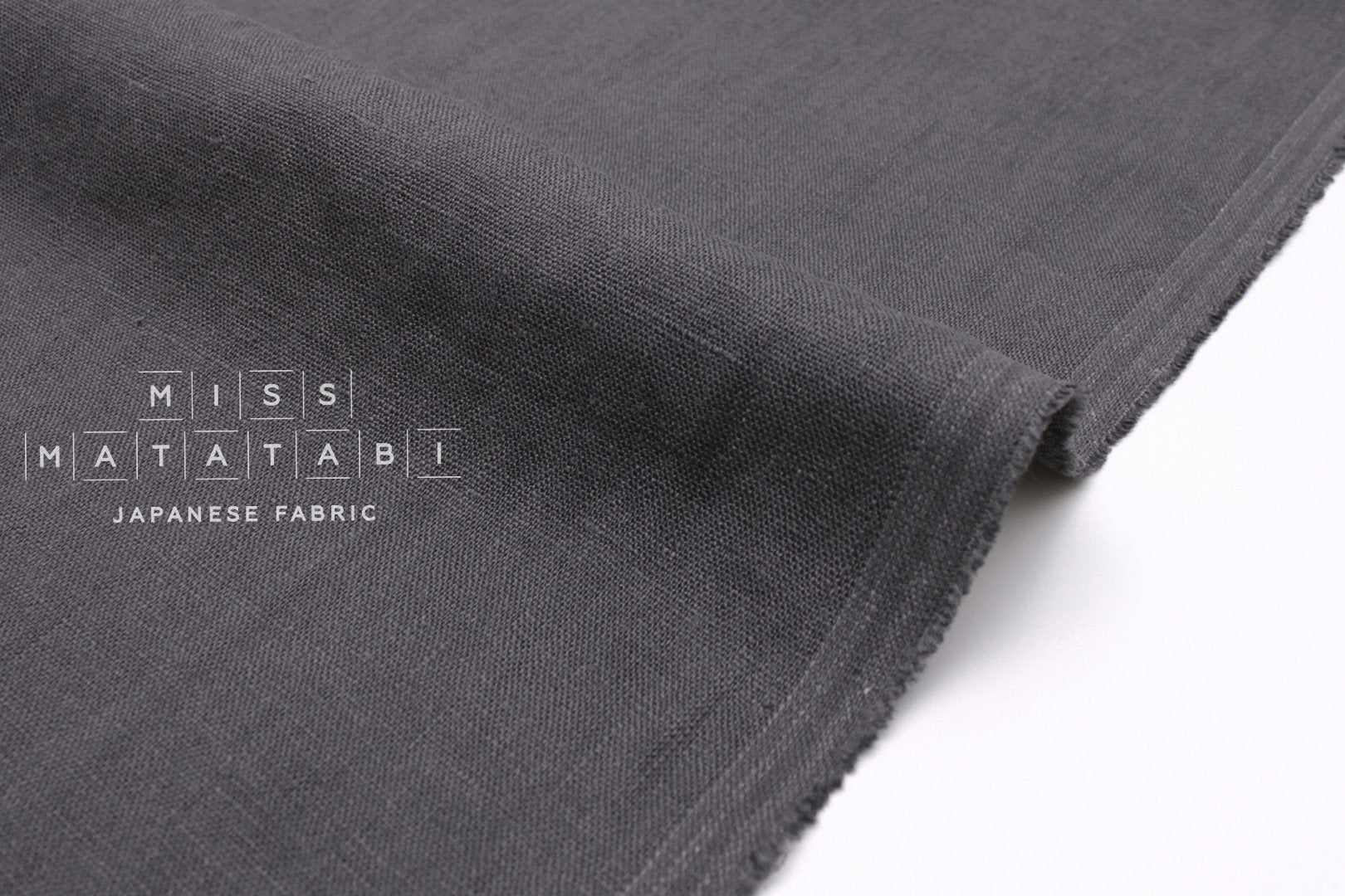 Japanese Fabric 100% washed linen - charcoal - 50cm