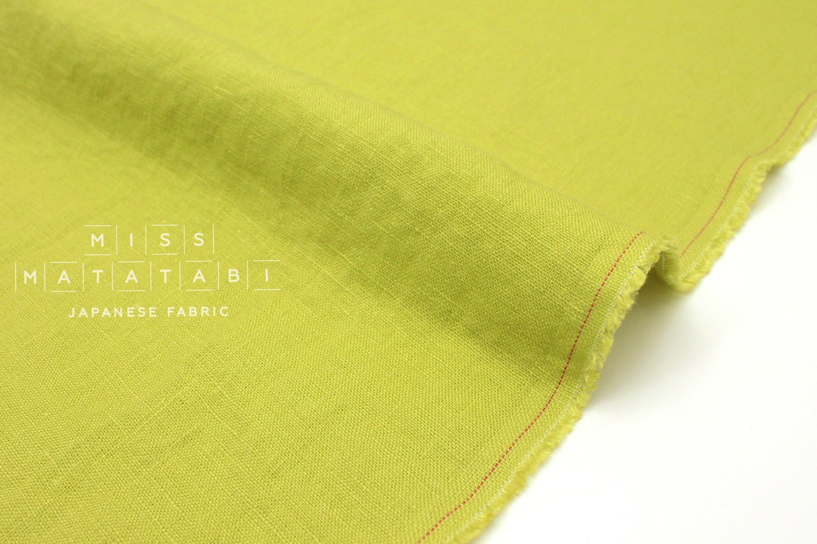 Japanese Fabric 100% washed linen - lime - 50cm