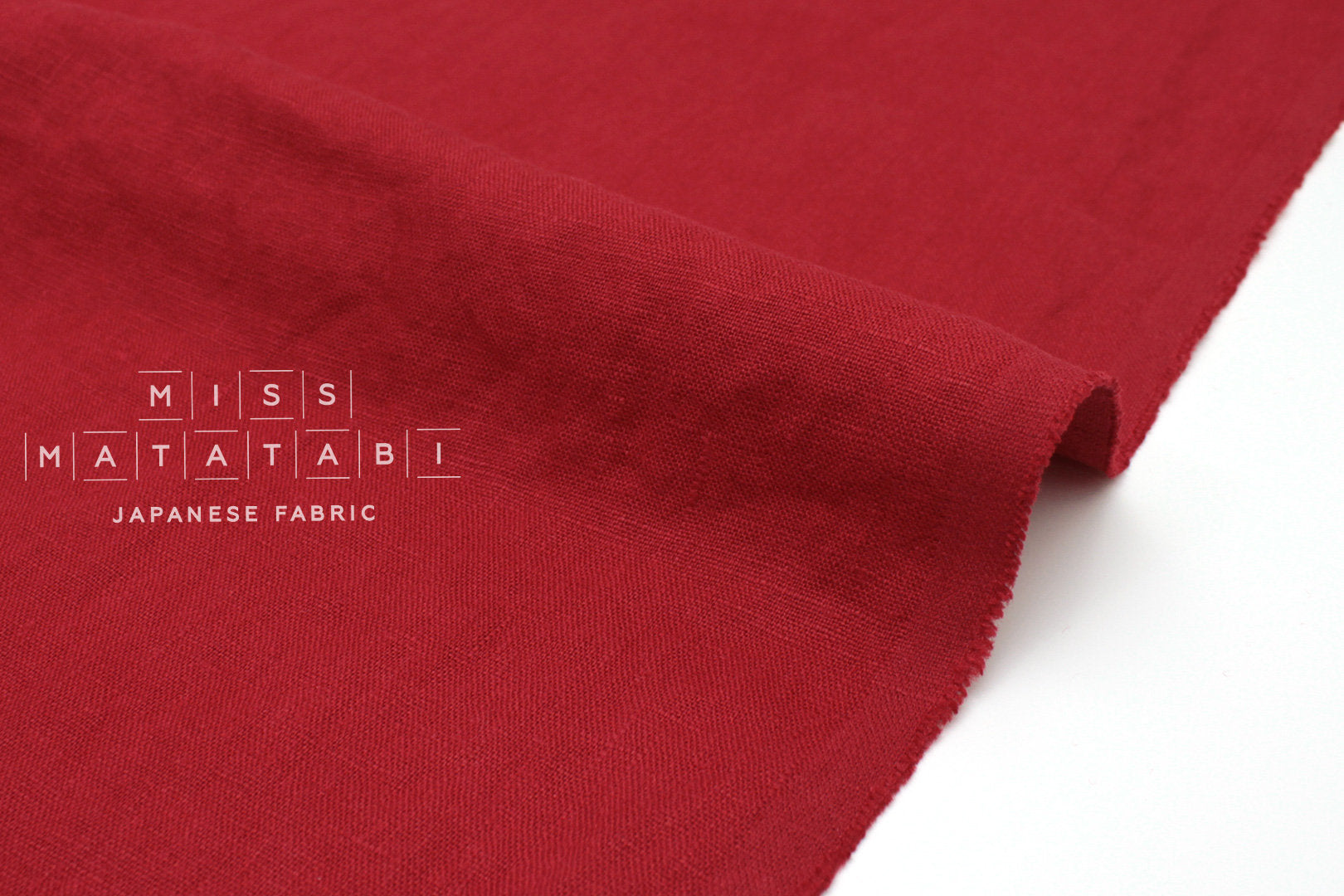 Japanese Fabric 100% washed linen - red - 50cm