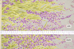 Japanese Fabric Mimosa Border - grey, mauve - 50cm