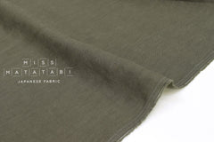 Japanese Fabric 100% washed linen - olive green - 50cm