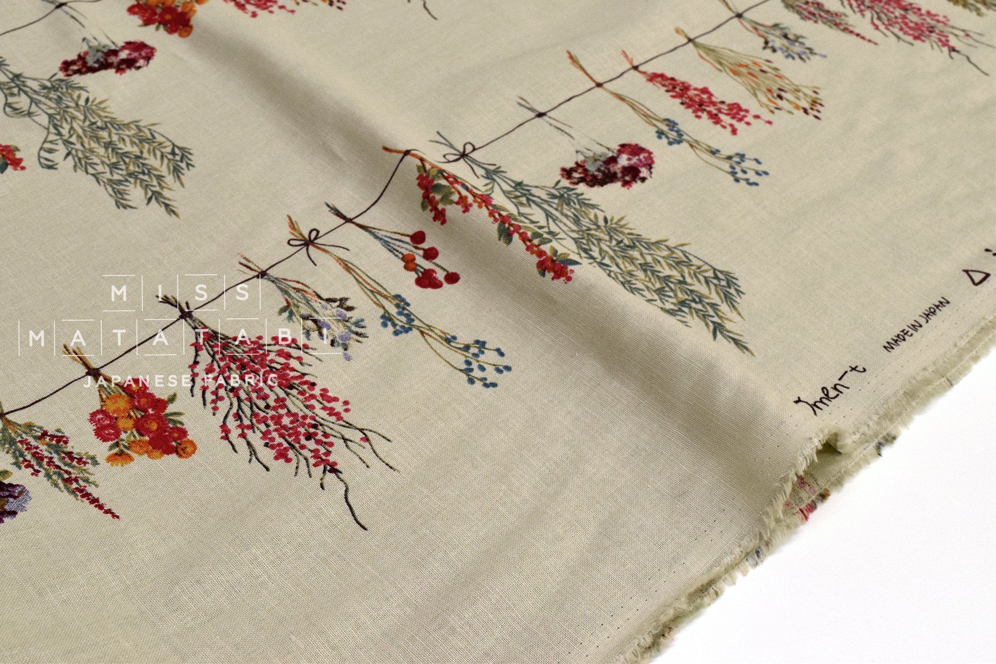 Japanese Fabric Dried Flowers - sage green - 50cm
