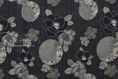 Japanese Fabric - Yarn Dyed Woven Tsubaki Tsuki jacquard - black, latte - 50cm