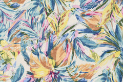 Japanese Fabric Palms linen voile - blue, pink, yellow - 50cm