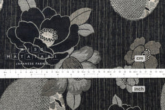 Japanese Fabric - Yarn Dyed Woven Tsubaki Tsuki jacquard - black, latte - 50cm