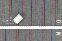 Japanese Fabric Yarn Dyed Reversible Stripes - dark navy, red, blue - 50cm